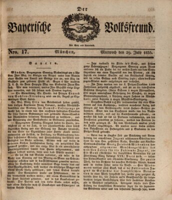 Der bayerische Volksfreund Mittwoch 29. Juli 1835