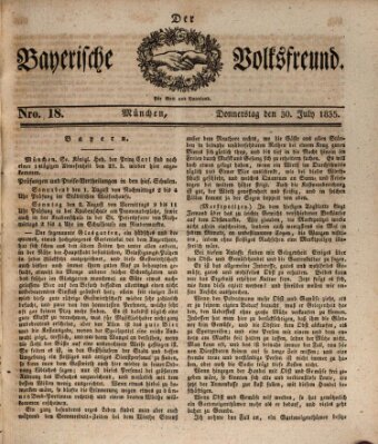 Der bayerische Volksfreund Donnerstag 30. Juli 1835