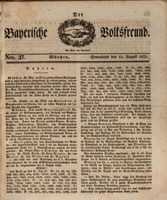 Der bayerische Volksfreund Samstag 15. August 1835