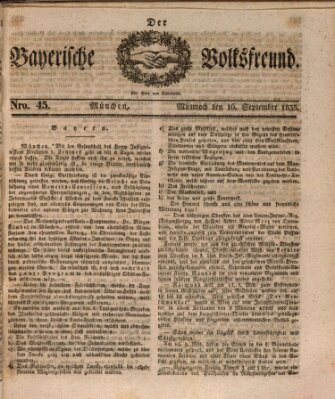 Der bayerische Volksfreund Mittwoch 16. September 1835