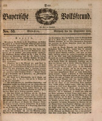 Der bayerische Volksfreund Mittwoch 30. September 1835