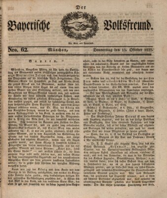 Der bayerische Volksfreund Donnerstag 15. Oktober 1835