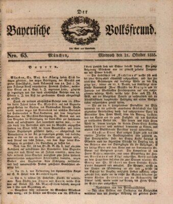 Der bayerische Volksfreund Mittwoch 21. Oktober 1835