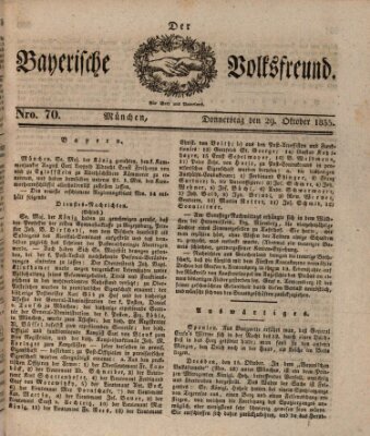 Der bayerische Volksfreund Donnerstag 29. Oktober 1835