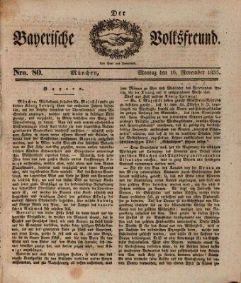 Der bayerische Volksfreund Montag 16. November 1835