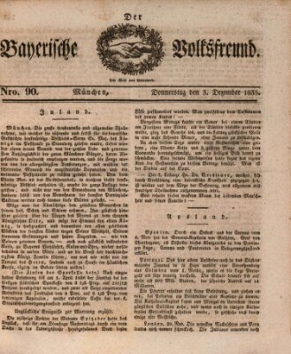 Der bayerische Volksfreund Donnerstag 3. Dezember 1835