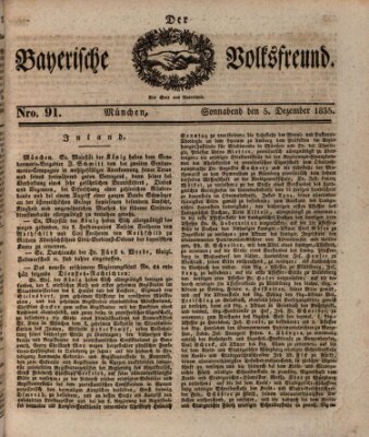 Der bayerische Volksfreund Samstag 5. Dezember 1835