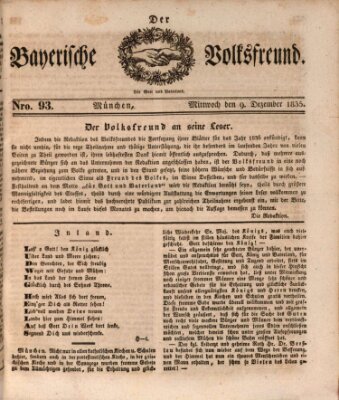 Der bayerische Volksfreund Mittwoch 9. Dezember 1835