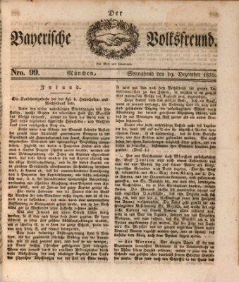 Der bayerische Volksfreund Samstag 19. Dezember 1835