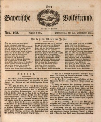 Der bayerische Volksfreund Donnerstag 31. Dezember 1835