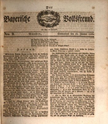 Der bayerische Volksfreund Samstag 16. Januar 1836