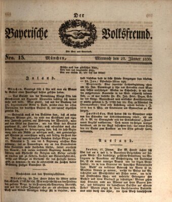 Der bayerische Volksfreund Mittwoch 27. Januar 1836