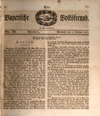 Der bayerische Volksfreund Mittwoch 3. Februar 1836