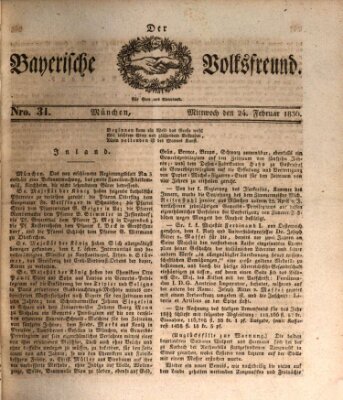 Der bayerische Volksfreund Mittwoch 24. Februar 1836