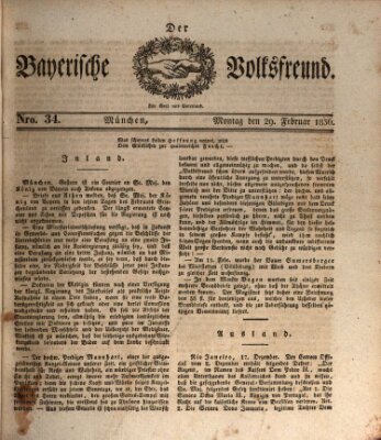 Der bayerische Volksfreund Montag 29. Februar 1836