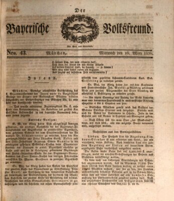 Der bayerische Volksfreund Mittwoch 16. März 1836