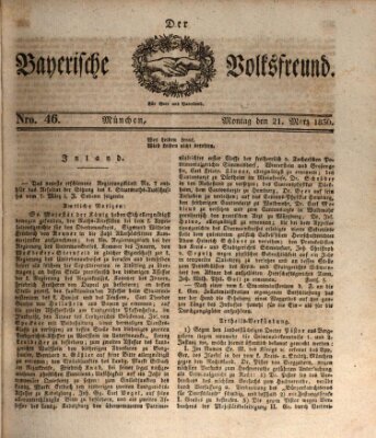Der bayerische Volksfreund Montag 21. März 1836