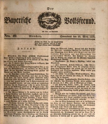 Der bayerische Volksfreund Samstag 26. März 1836