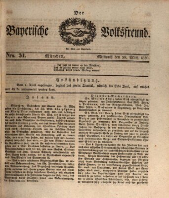 Der bayerische Volksfreund Mittwoch 30. März 1836