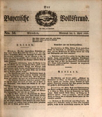 Der bayerische Volksfreund Mittwoch 6. April 1836