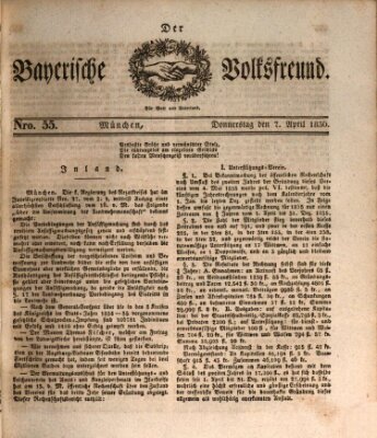 Der bayerische Volksfreund Donnerstag 7. April 1836