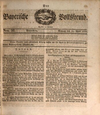 Der bayerische Volksfreund Montag 11. April 1836