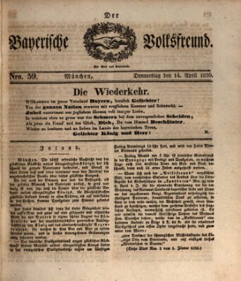 Der bayerische Volksfreund Donnerstag 14. April 1836