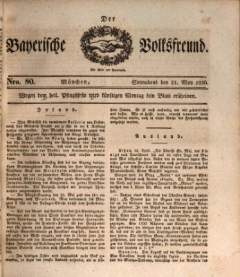 Der bayerische Volksfreund Samstag 21. Mai 1836