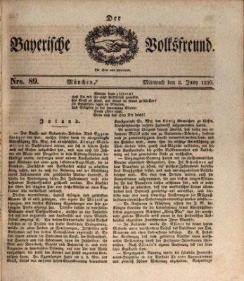 Der bayerische Volksfreund Mittwoch 8. Juni 1836