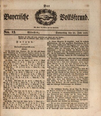 Der bayerische Volksfreund Donnerstag 21. Juli 1836