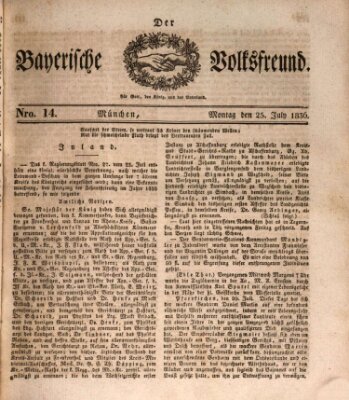 Der bayerische Volksfreund Montag 25. Juli 1836