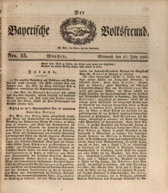 Der bayerische Volksfreund Mittwoch 27. Juli 1836