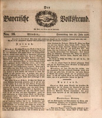 Der bayerische Volksfreund Donnerstag 28. Juli 1836