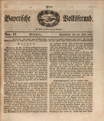 Der bayerische Volksfreund Samstag 30. Juli 1836