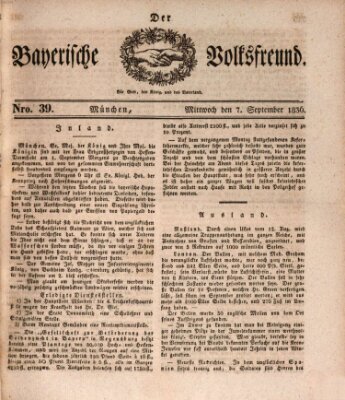 Der bayerische Volksfreund Mittwoch 7. September 1836