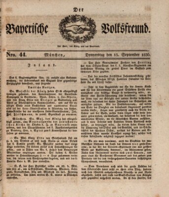 Der bayerische Volksfreund Donnerstag 15. September 1836