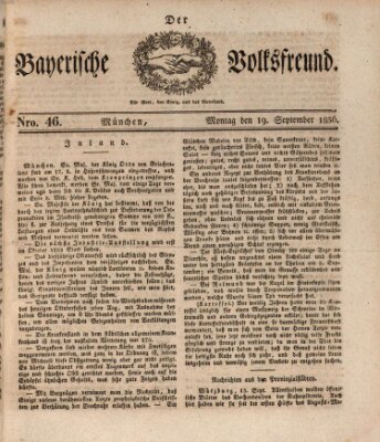 Der bayerische Volksfreund Montag 19. September 1836