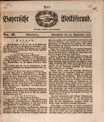 Der bayerische Volksfreund Samstag 24. September 1836