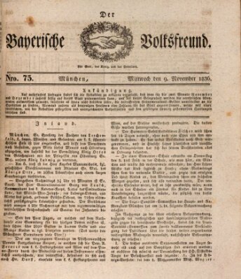 Der bayerische Volksfreund Mittwoch 9. November 1836