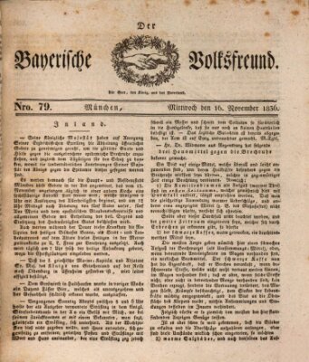Der bayerische Volksfreund Mittwoch 16. November 1836