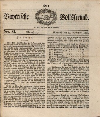 Der bayerische Volksfreund Mittwoch 23. November 1836