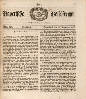 Der bayerische Volksfreund Samstag 26. November 1836