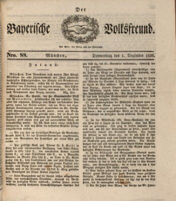 Der bayerische Volksfreund Donnerstag 1. Dezember 1836