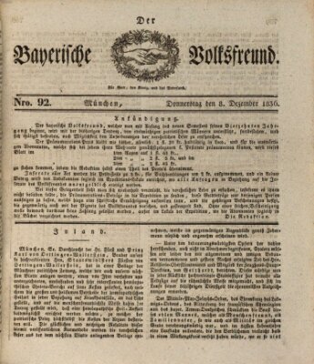 Der bayerische Volksfreund Donnerstag 8. Dezember 1836