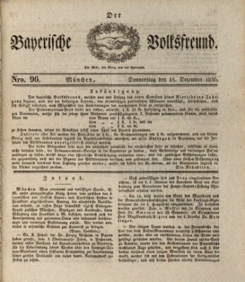 Der bayerische Volksfreund Donnerstag 15. Dezember 1836