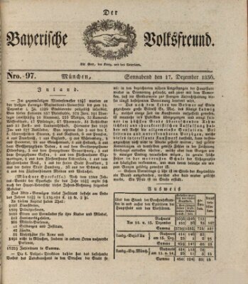 Der bayerische Volksfreund Samstag 17. Dezember 1836