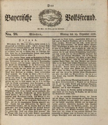 Der bayerische Volksfreund Montag 19. Dezember 1836