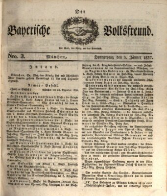 Der bayerische Volksfreund Donnerstag 5. Januar 1837