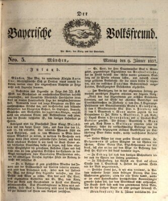 Der bayerische Volksfreund Montag 9. Januar 1837