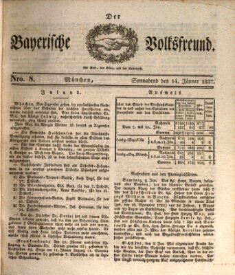 Der bayerische Volksfreund Samstag 14. Januar 1837